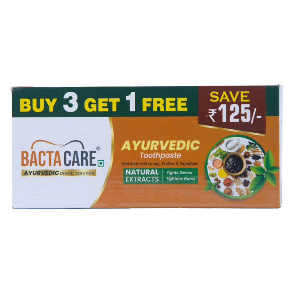 BACTACARE AYURVEDIC TOOTHPASTE COMBO PACK 3+1 FREE